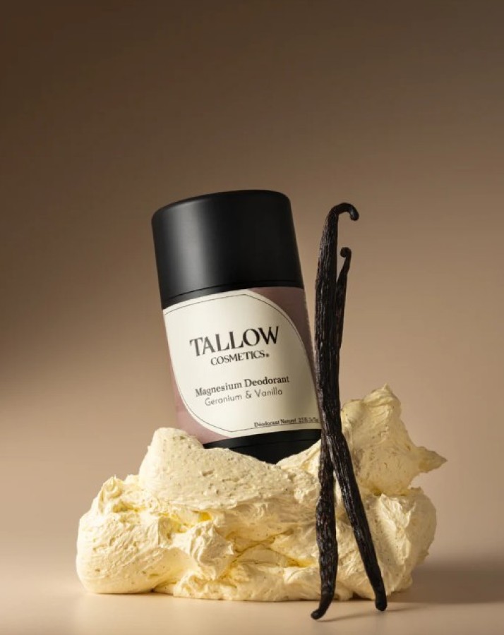 Natūralus dezodorantas su magniu ir taukais (tallow) –  pelargonija ir vanilė 75ml