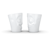 Porcelianinių puodelių rinkinys be rankenėlių-  skanu ir juokaujantis  (2vnt. po 350ml) 