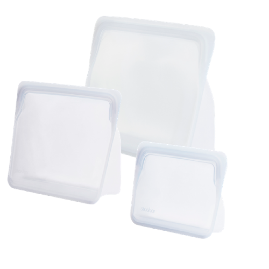 REUSABLE SILICONE STAND-UP TRIO CLEAR