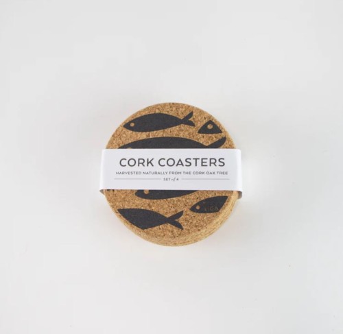 Cork coasters set of 4pcs, 10cm 