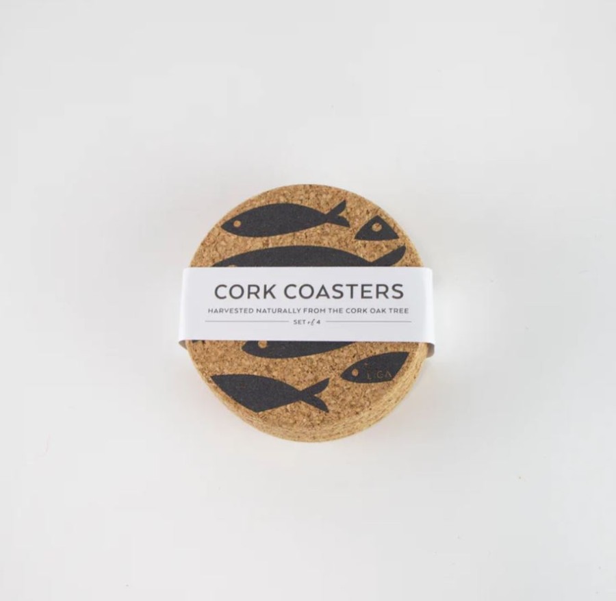 Cork coasters set of 4pcs, 10cm 