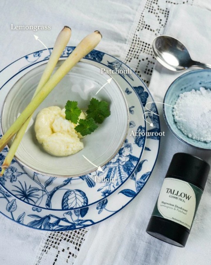 Natūralus dezodorantas su magniu ir taukais (tallow) – citrinžolė ir pačiulis 75ml