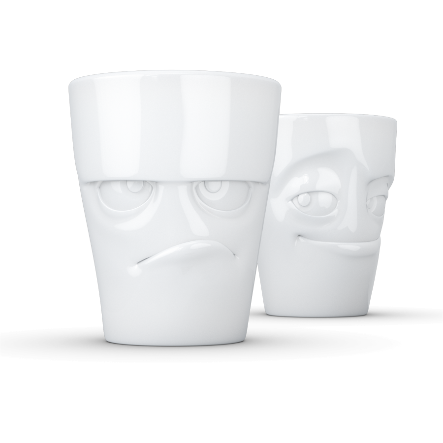 MUG set "Grumpy & Impish" without handle in white, 350 ml