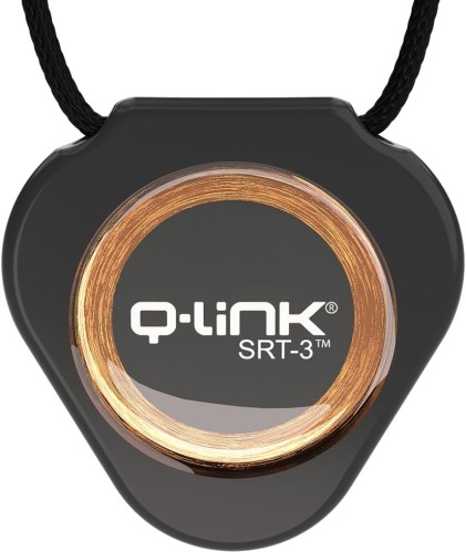 Q-Link® pakabukas su SRT™ technologija – energijos balansas ir EMF harmonizavimas kasdienai. Juodos spalvos